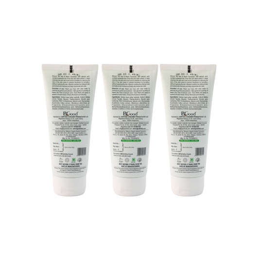 BGood | Tea Tree Neem Face Wash – 100ml x 3 Pack | Paraben Free Unisex Facewash