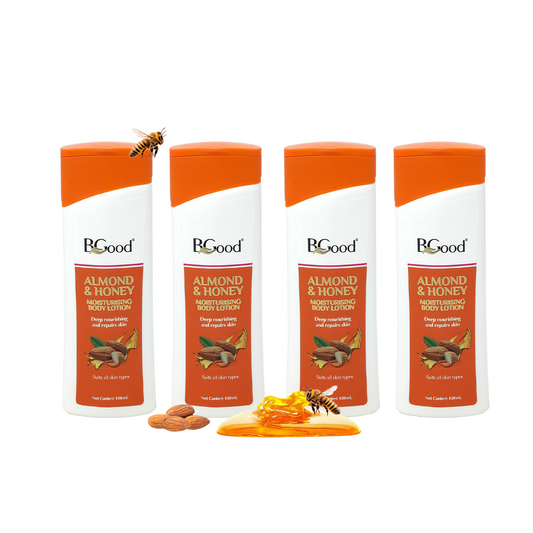 BGood| Almond & Honey Moisturising Body Lotion – 4 x 100ml Bottle | Lotion Cream for Women & Men