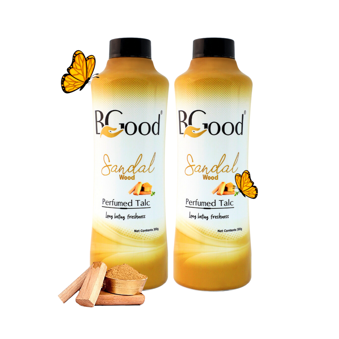 BGood | Sandal Wood Perfumed Talcum Powder 300 gm x 2 Pack | Suitable for All Skin Type