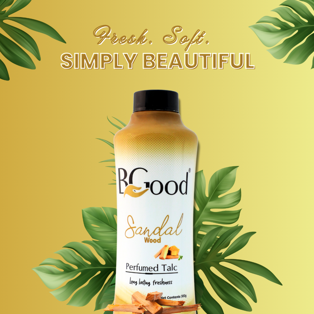 BGood | Sandal Wood Perfumed Talcum Powder 300 gm x 5 Pack | Suitable for All Skin Type