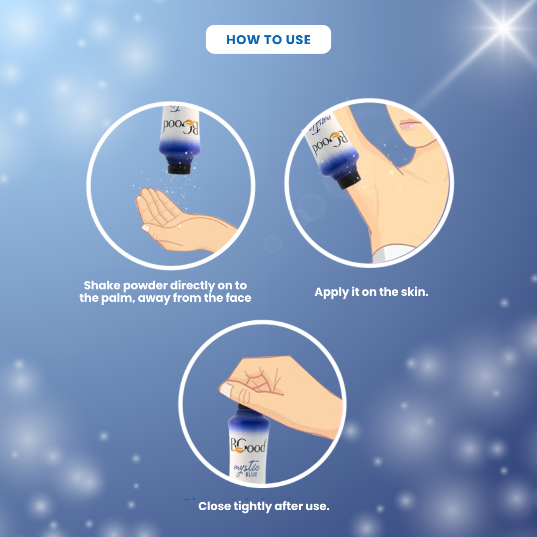 BGood | Mystic Blue Talcum Powder For Body & Face 300gm x 3 Pack | Suitable for All Skin Type
