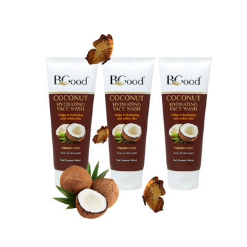 BGood | Coconut Hydrating Face Wash – 100ml x 3 Pack | Paraben Free Unisex Facewash