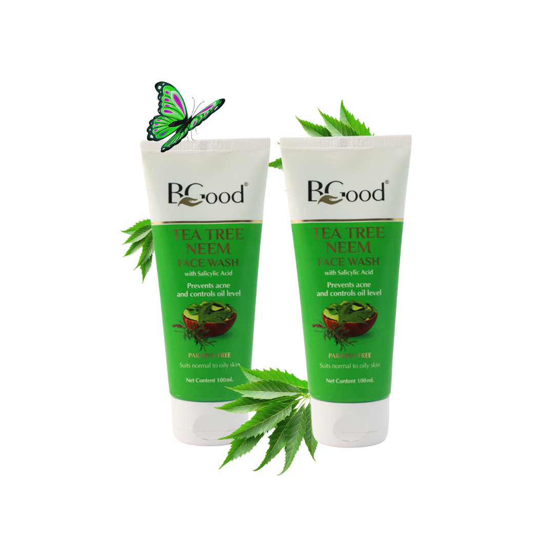 BGood | Tea Tree Neem Face Wash – 100ml x 2 Pack | Paraben Free Unisex Facewash