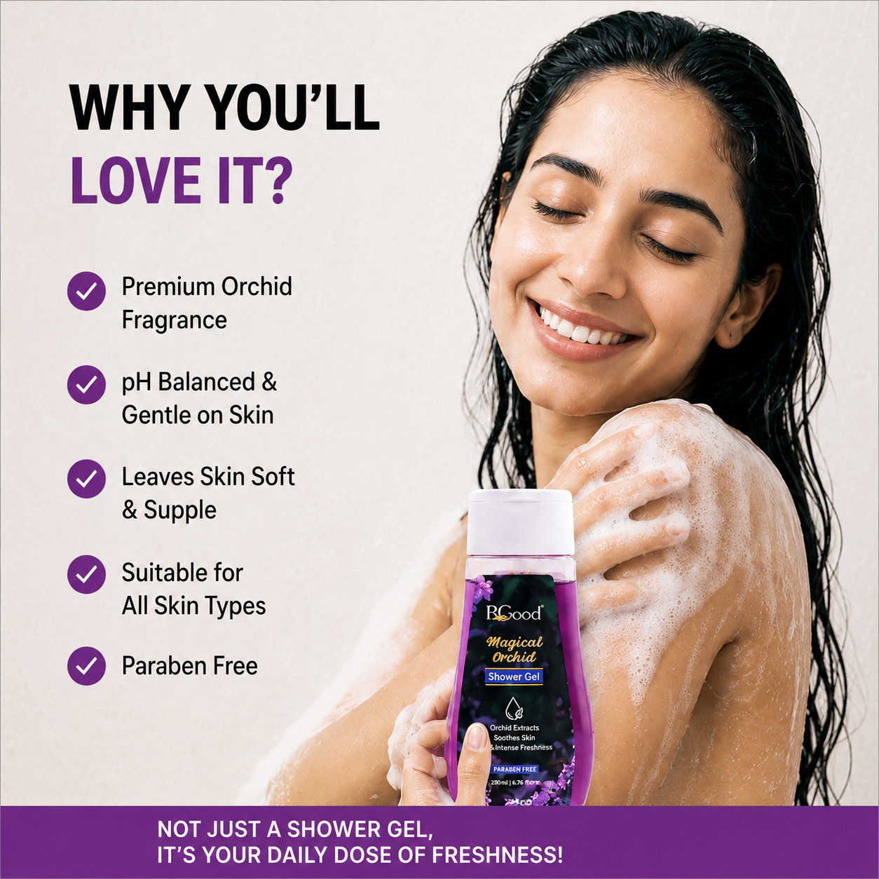Magical Orchid Shower Gel 200 Ml | Orchid Extract Body Wash | Gently Cleanses & Soothes Skin | Refreshing Daily Shower Gel | For Men & Women | All Skin Types