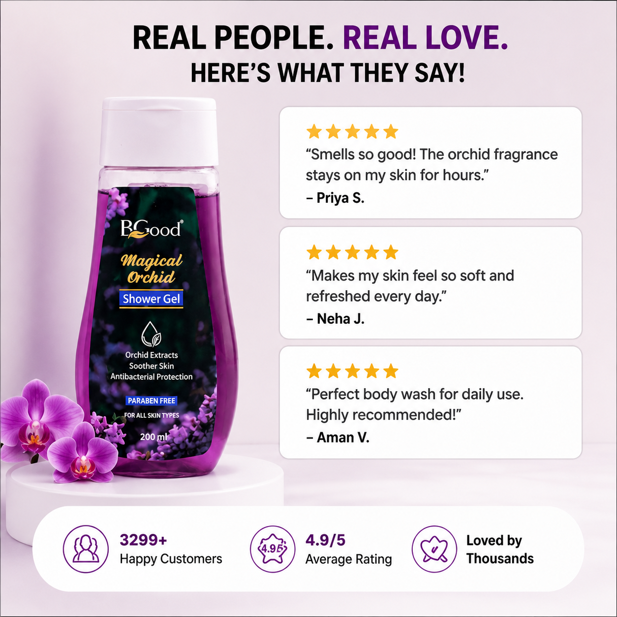 Magical Orchid Shower Gel 200 Ml | Orchid Extract Body Wash | Gently Cleanses & Soothes Skin | Refreshing Daily Shower Gel | For Men & Women | All Skin Types