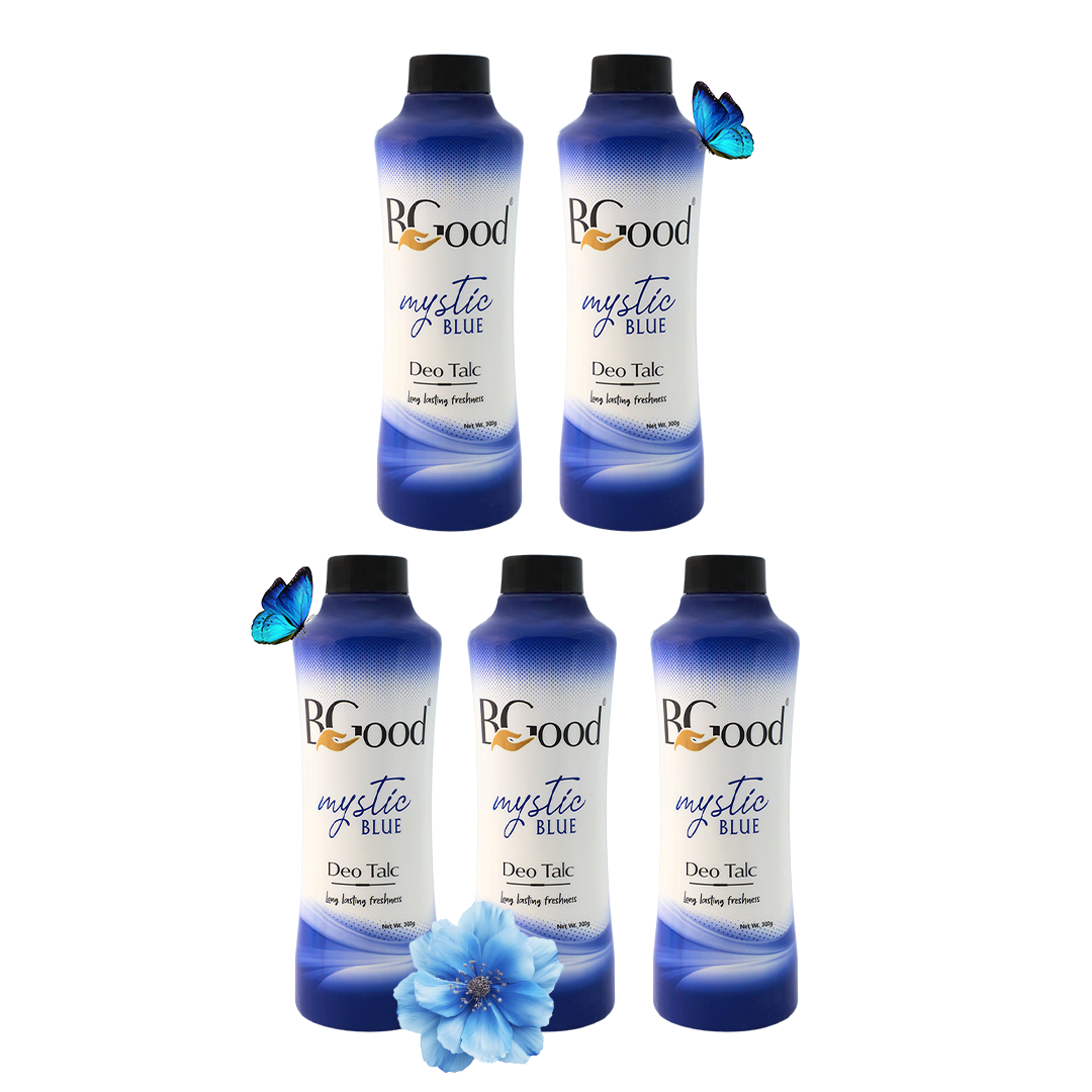 BGood | Mystic Blue Talcum Powder For Body & Face 300ml x 5 Pack | Suitable for All Skin Type