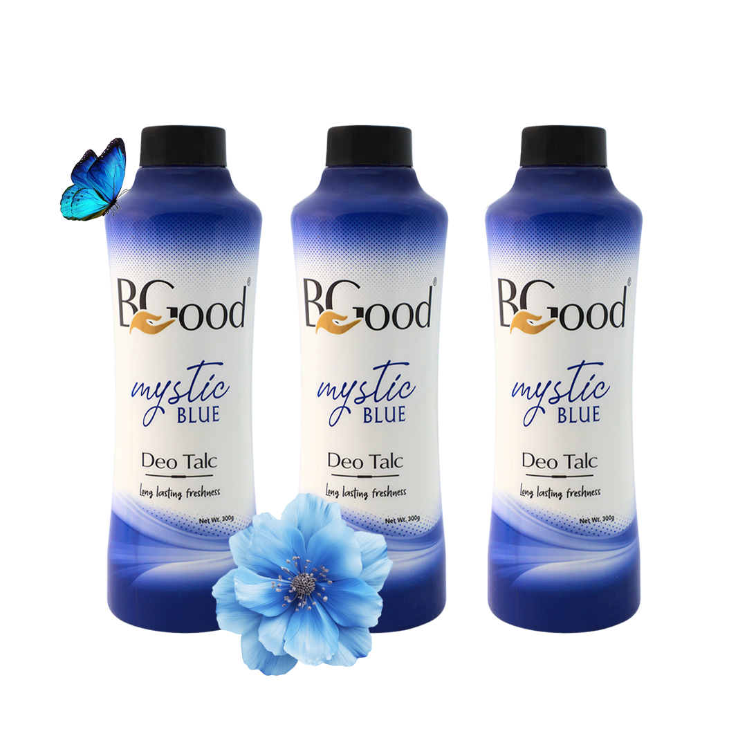BGood | Mystic Blue Talcum Powder For Body & Face 300ml x 3 Pack | Suitable for All Skin Type