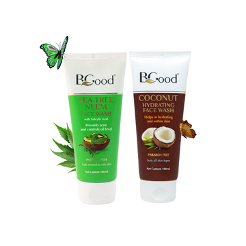 BGood Combo Offer | Tea Tree Neem Face Wash + Coconut Face Wash – 100ml  | Paraben Free Unisex Facewash