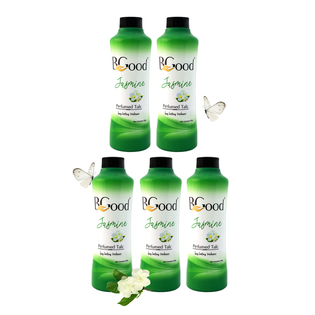 BGood | Jasmine Perfumed Talcum Powder 300ml x 5 Pack  | Suitable for All Skin Type
