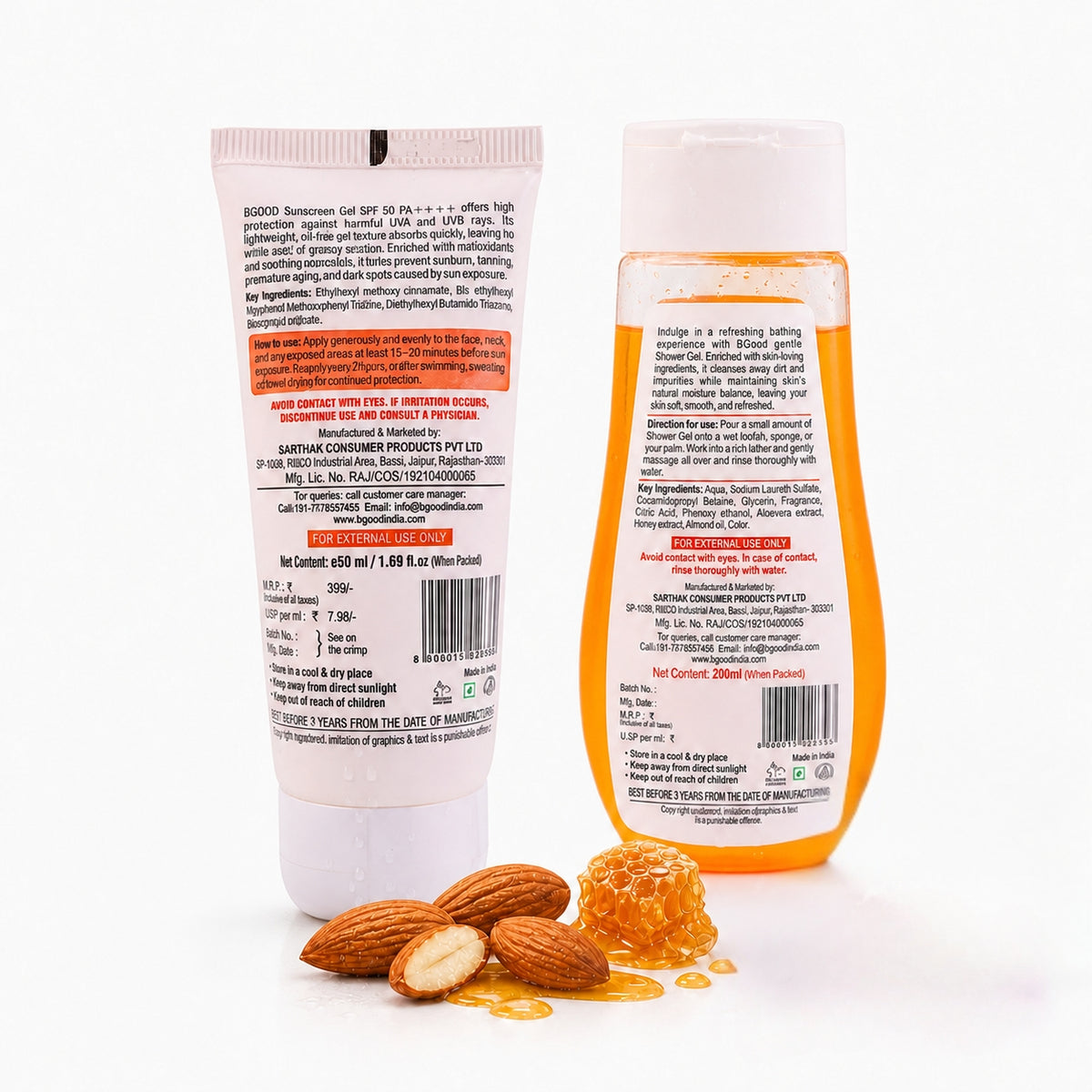 BGood Daily Care Combo – Almond & Honey Body Lotion, Shower Gel & Anti-Pollution Sunscreen