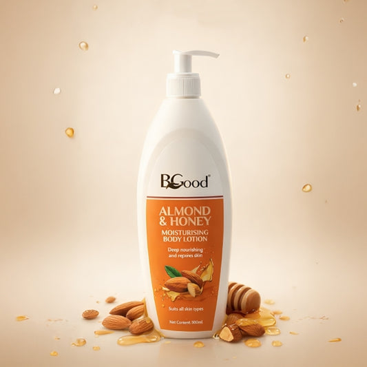 BGood | Almond & Honey Moisturising Body Lotion – 500ml Bottle | Lotion for Women & Men